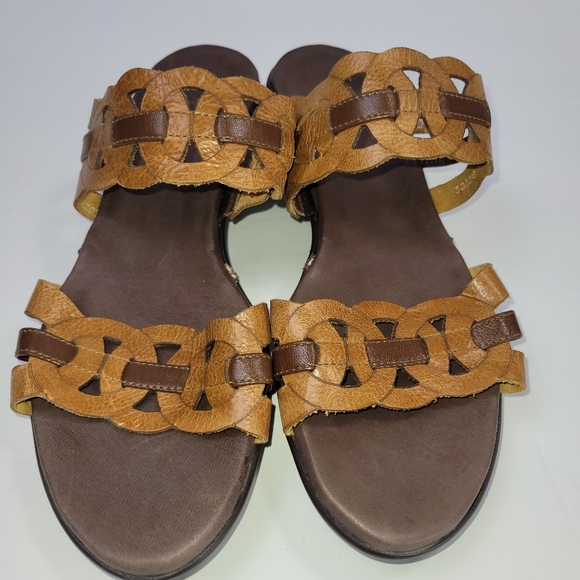 Munro American Walking Wedge Chunky Circle Strap Flat Slide In Sandle Shoe Sz 8 - Picture 4 of 13